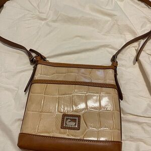Dooney & Bourke Tan and Brown Crossbody Bag hard leather-new